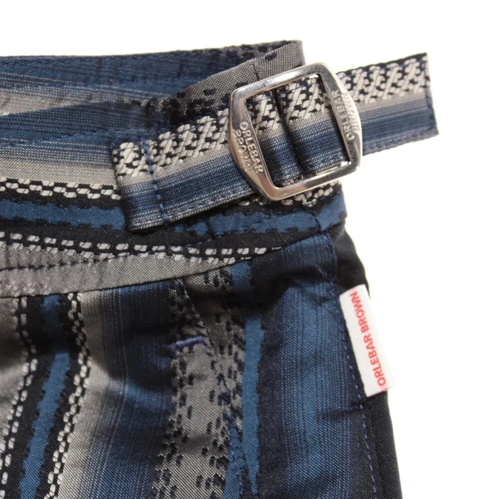Orlebar Brown NWT Swim Suit Size 36 US In Blue Striped 100% Polyester Bulldog